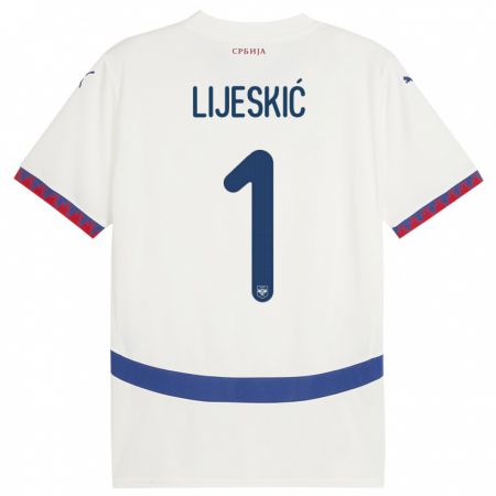 Kandiny Bambino Maglia Serbia Luka Lijeskic #1 Bianco Kit Gara Away 24-26 Maglietta