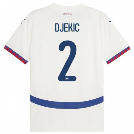 Kandiny Bambino Maglia Serbia Djuro Giulio Djekic #2 Bianco Kit Gara Away 24-26 Maglietta