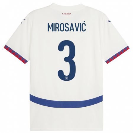 Kandiny Bambino Maglia Serbia Veljko Mirosavic #3 Bianco Kit Gara Away 24-26 Maglietta