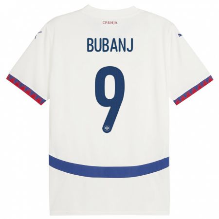 Kandiny Bambino Maglia Serbia Mateja Bubanj #9 Bianco Kit Gara Away 24-26 Maglietta