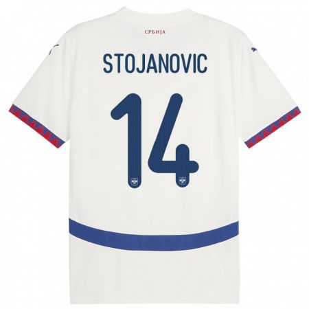 Kandiny Bambino Maglia Serbia Matija Stojanovic #14 Bianco Kit Gara Away 24-26 Maglietta