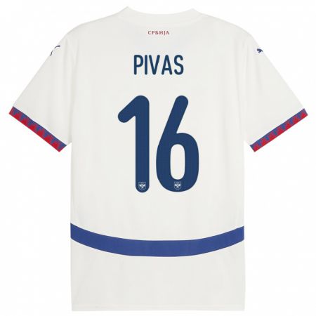 Kandiny Bambino Maglia Serbia Miodrag Pivas #16 Bianco Kit Gara Away 24-26 Maglietta