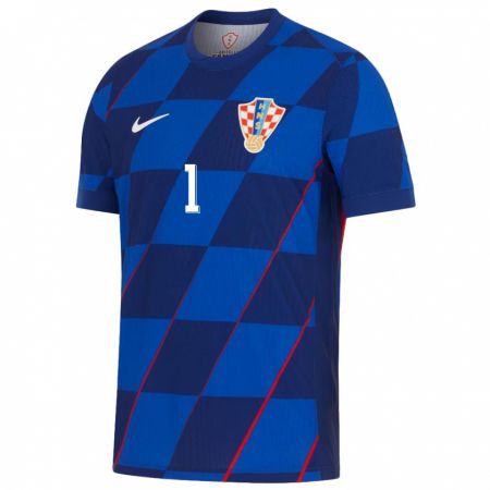 Kandiny Kinderen Kroatië Dominik Livakovic #1 Blauw Uitshirt Uittenue 24-26 T-Shirt