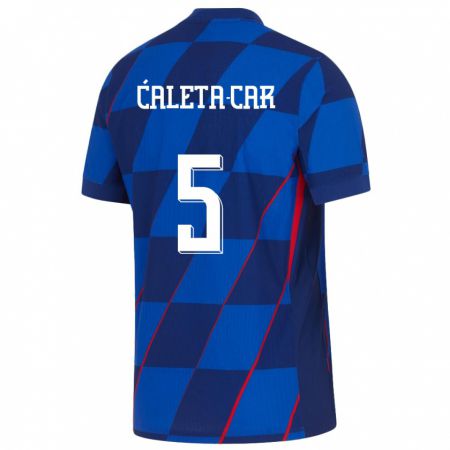 Kandiny Bambino Maglia Croazia Duje Caleta Car #5 Blu Kit Gara Away 24-26 Maglietta