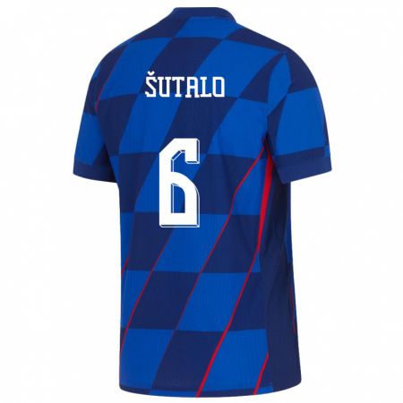 Kandiny Bambino Maglia Croazia Josip Sutalo #6 Blu Kit Gara Away 24-26 Maglietta