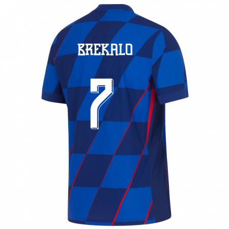 Kandiny Kinder Kroatien Josip Brekalo #7 Blau Auswärtstrikot Trikot 24-26 T-Shirt Österreich