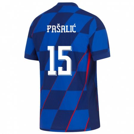 Kandiny Bambino Maglia Croazia Mario Pasalic #15 Blu Kit Gara Away 24-26 Maglietta