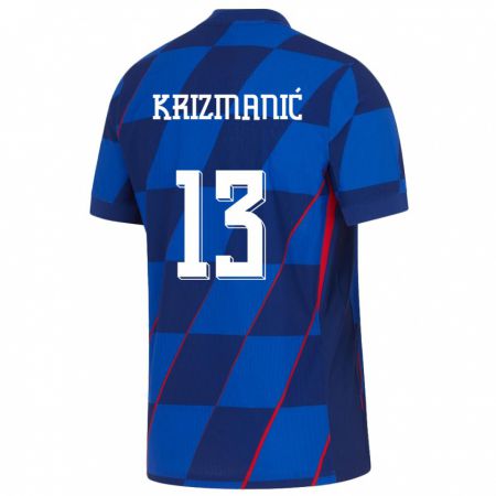 Kandiny Kinder Kroatien Kresimir Krizmanic #13 Blau Auswärtstrikot Trikot 24-26 T-Shirt Österreich