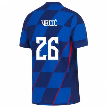 Kandiny Kinderen Kroatië Jere Vrcic #26 Blauw Uitshirt Uittenue 24-26 T-Shirt