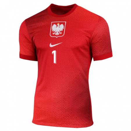 Kandiny Bambino Maglia Polonia Wojciech Szczesny #1 Rosso Kit Gara Away 24-26 Maglietta