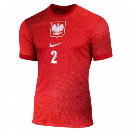 Kandiny Bambino Maglia Polonia Martyna Wiankowska #2 Rosso Kit Gara Away 24-26 Maglietta