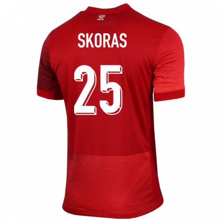 Kandiny Bambino Maglia Polonia Michal Skoras #25 Rosso Kit Gara Away 24-26 Maglietta