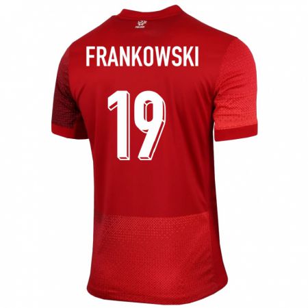 Kandiny Bambino Maglia Polonia Przemyslaw Frankowski #19 Rosso Kit Gara Away 24-26 Maglietta