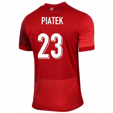 Kandiny Bambino Maglia Polonia Krzysztof Piatek #23 Rosso Kit Gara Away 24-26 Maglietta