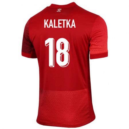 Kandiny Bambino Maglia Polonia Nikol Kaletka #18 Rosso Kit Gara Away 24-26 Maglietta