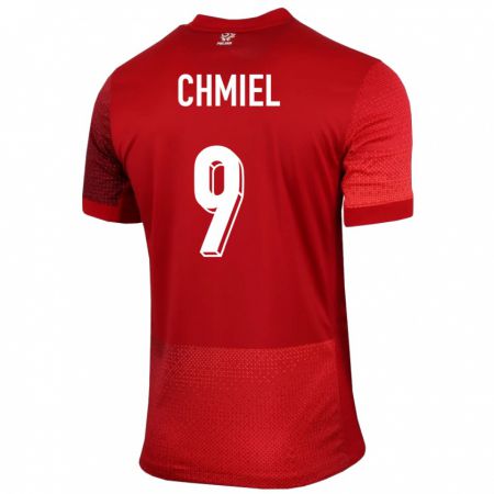 Kandiny Bambino Maglia Polonia George Chmiel #9 Rosso Kit Gara Away 24-26 Maglietta