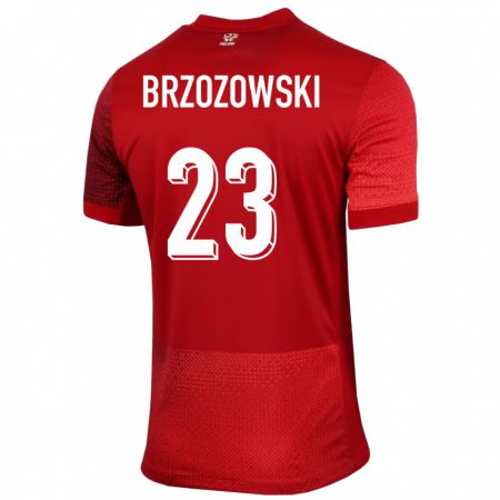 Kandiny Bambino Maglia Polonia Milosz Brzozowski #23 Rosso Kit Gara Away 24-26 Maglietta