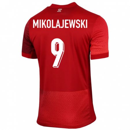 Kandiny Kinder Polen Daniel Mikolajewski #9 Rot Auswärtstrikot Trikot 24-26 T-Shirt Österreich