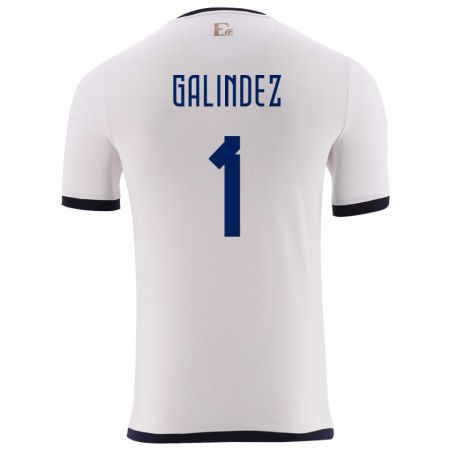 Kandiny Bambino Maglia Ecuador Hernan Galindez #1 Bianco Kit Gara Away 24-26 Maglietta