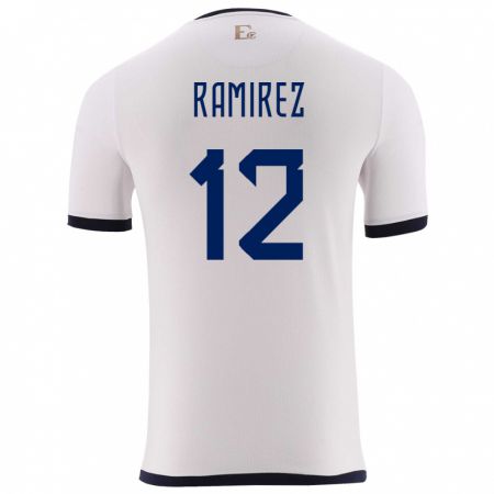 Kandiny Bambino Maglia Ecuador Moises Ramirez #12 Bianco Kit Gara Away 24-26 Maglietta