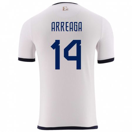 Kandiny Bambino Maglia Ecuador Xavier Arreaga #14 Bianco Kit Gara Away 24-26 Maglietta