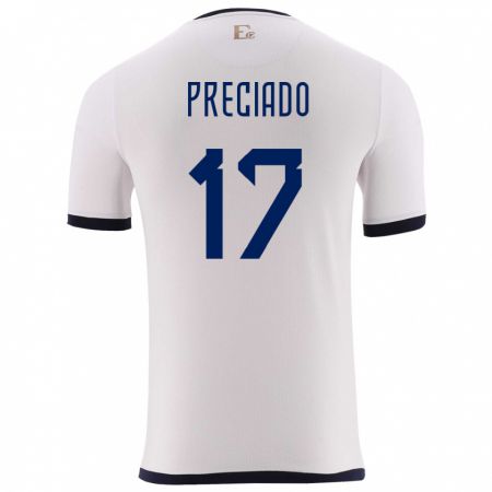 Kandiny Bambino Maglia Ecuador Angelo Preciado #17 Bianco Kit Gara Away 24-26 Maglietta