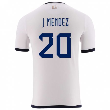 Kandiny Bambino Maglia Ecuador Jhegson Mendez #20 Bianco Kit Gara Away 24-26 Maglietta