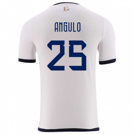 Kandiny Bambino Maglia Ecuador Nilson Angulo #25 Bianco Kit Gara Away 24-26 Maglietta