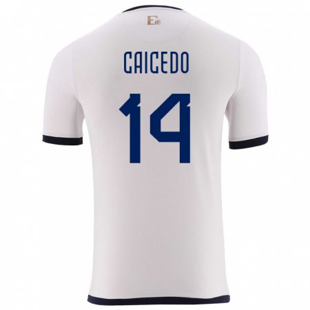 Kandiny Kinder Ecuador Carina Caicedo #14 Weiß Auswärtstrikot Trikot 24-26 T-Shirt Österreich