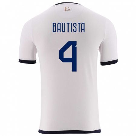 Kandiny Bambino Maglia Ecuador Davis Bautista #4 Bianco Kit Gara Away 24-26 Maglietta