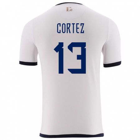 Kandiny Bambino Maglia Ecuador Steven Cortez #13 Bianco Kit Gara Away 24-26 Maglietta