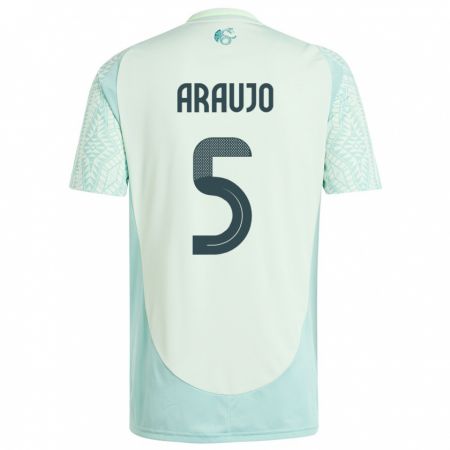 Kandiny Kinder Mexiko Julian Araujo #5 Leinengrün Auswärtstrikot Trikot 24-26 T-Shirt Österreich