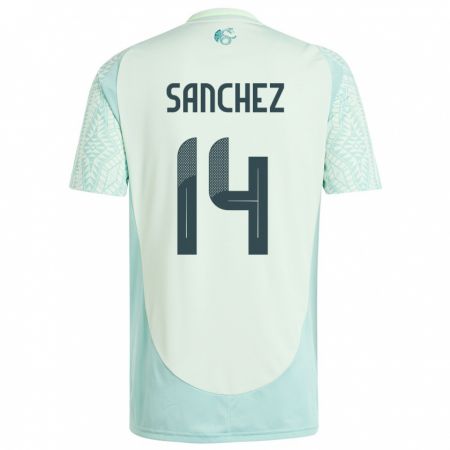 Kandiny Kinder Mexiko Erick Sanchez #14 Leinengrün Auswärtstrikot Trikot 24-26 T-Shirt Österreich