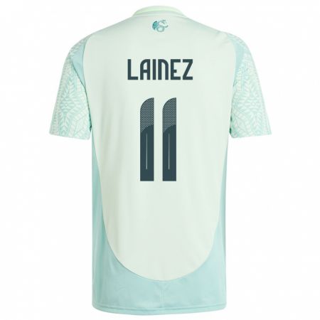 Kandiny Kinder Mexiko Diego Lainez #11 Leinengrün Auswärtstrikot Trikot 24-26 T-Shirt Österreich