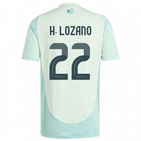 Kandiny Kinder Mexiko Hirving Lozano #22 Leinengrün Auswärtstrikot Trikot 24-26 T-Shirt Österreich