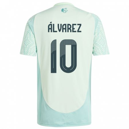 Kandiny Kinder Mexiko Efrain Alvarez #10 Leinengrün Auswärtstrikot Trikot 24-26 T-Shirt Österreich