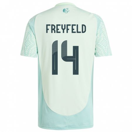 Kandiny Kinder Mexiko Emiliano Freyfeld #14 Leinengrün Auswärtstrikot Trikot 24-26 T-Shirt Österreich