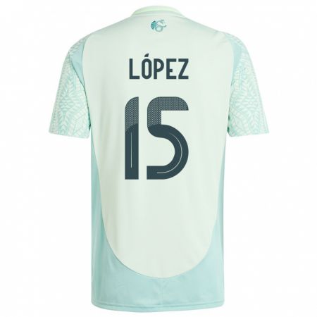 Kandiny Bambino Maglia Messico Everardo Lopez #15 Lino Verde Kit Gara Away 24-26 Maglietta