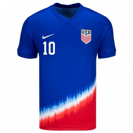 Kandiny Bambino Maglia Stati Uniti Christian Pulisic #10 Blu Kit Gara Away 24-26 Maglietta