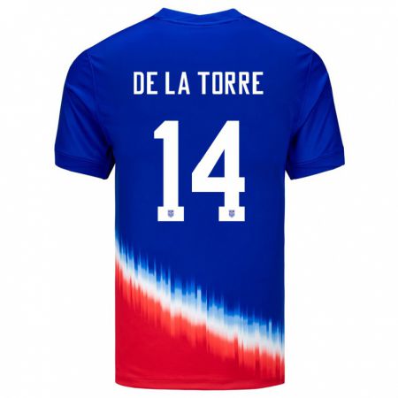 Kandiny Bambino Maglia Stati Uniti Luca De La Torre #14 Blu Kit Gara Away 24-26 Maglietta