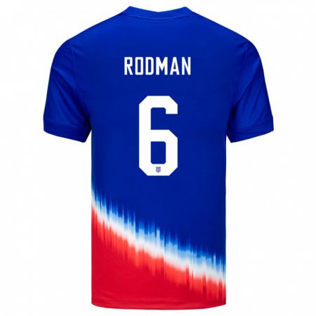 Kandiny Bambino Maglia Stati Uniti Trinity Rodman #6 Blu Kit Gara Away 24-26 Maglietta