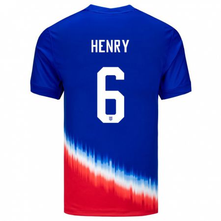 Kandiny Kinderen Verenigde Staten Kobi Henry #6 Blauw Uitshirt Uittenue 24-26 T-Shirt