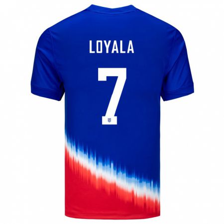 Kandiny Bambino Maglia Stati Uniti Favian Loyala #7 Blu Kit Gara Away 24-26 Maglietta