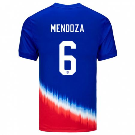 Kandiny Bambino Maglia Stati Uniti Edwyn Mendoza #6 Blu Kit Gara Away 24-26 Maglietta