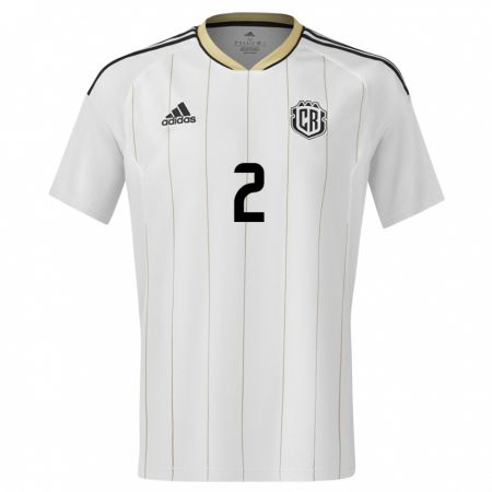 Kandiny Bambino Maglia Costa Rica Julian Gonzalez #2 Bianco Kit Gara Away 24-26 Maglietta