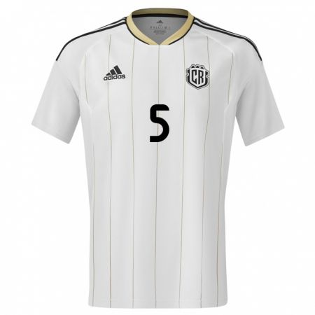 Kandiny Bambino Maglia Costa Rica Santiago Van Der Putten #5 Bianco Kit Gara Away 24-26 Maglietta