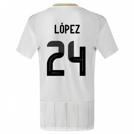 Kandiny Bambino Maglia Costa Rica Douglas Lopez #24 Bianco Kit Gara Away 24-26 Maglietta