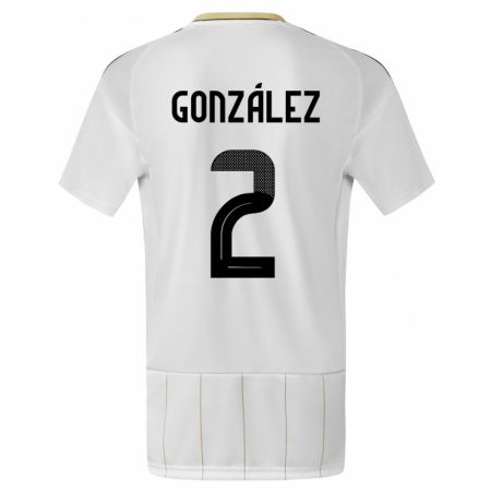 Kandiny Kinder Costa Rica Julian Gonzalez #2 Weiß Auswärtstrikot Trikot 24-26 T-Shirt Österreich