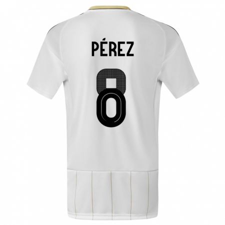 Kandiny Bambino Maglia Costa Rica Creichel Perez #8 Bianco Kit Gara Away 24-26 Maglietta