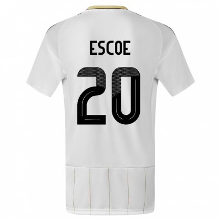 Kandiny Bambino Maglia Costa Rica Enyel Escoe #20 Bianco Kit Gara Away 24-26 Maglietta